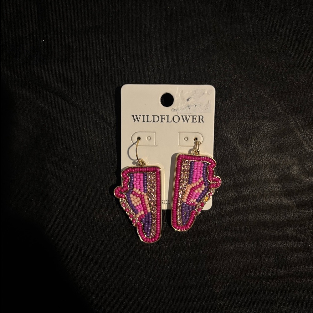 Pink and Gold Sneaker Earrings (Pierced)